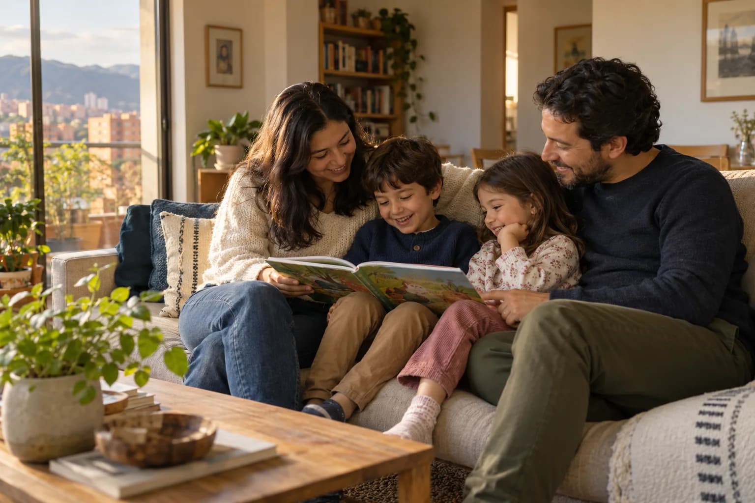 Una familia comparte un momento en casa
